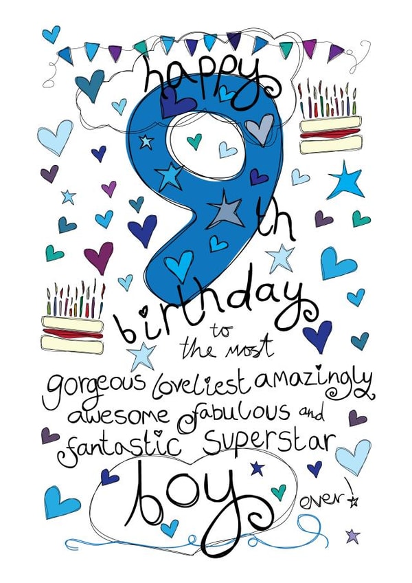 9th Birthday, Birthday Boy- With Love - Birthday Card created by Love and Happy Stuff