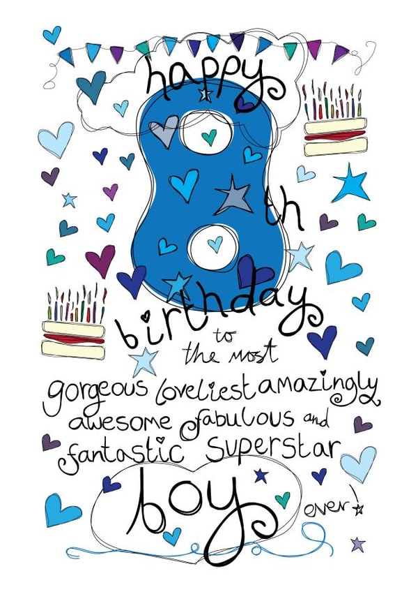 8th Birthday, Birthday Boy- With Love - Birthday Card created by Love and Happy Stuff