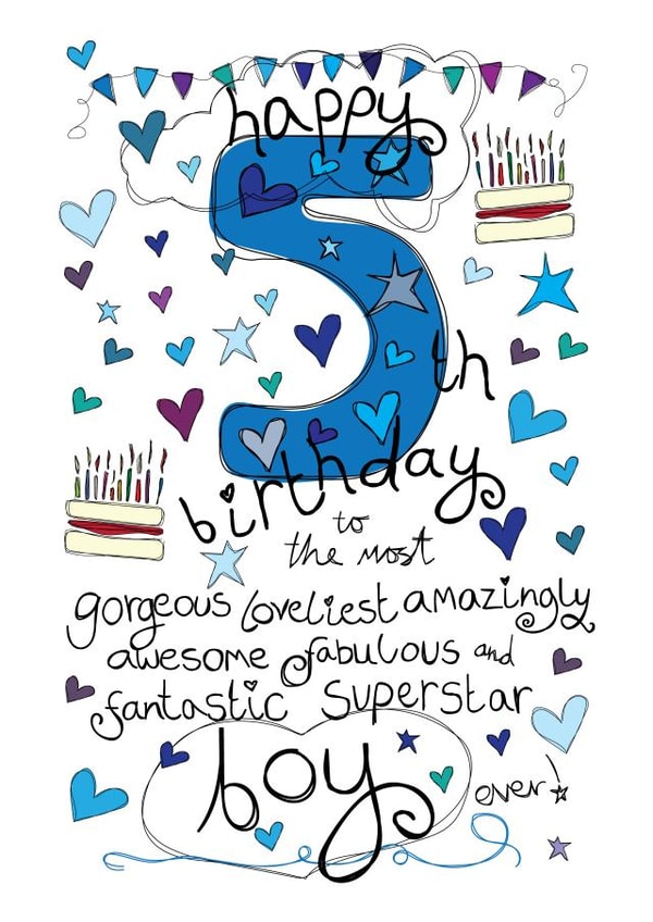 5th Birthday, Birthday Boy - With Love - Birthday Card created by Love and Happy Stuff