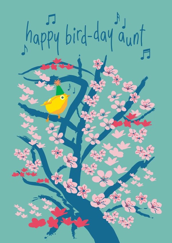 Blossom Bird Birthday Card for Aunt created by @squiggleinthecity