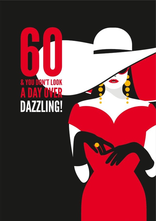 60th Birthday card for a dazzling lady created by Diva Doodle Designs