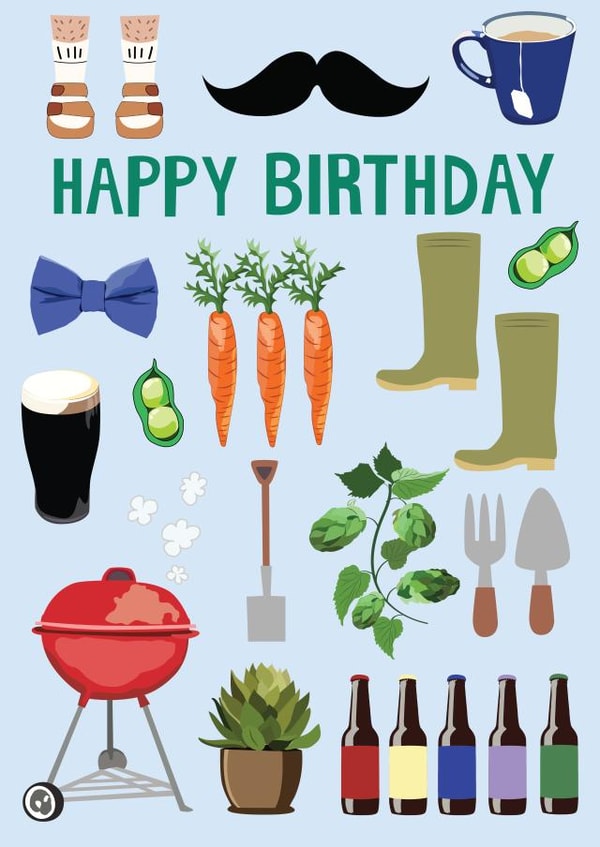 Classic Birthday Card - For Him - Gardening - Beer created by @Niamheile_Design