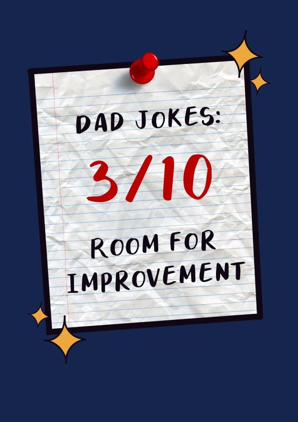 Funny dad joke rating Father’s Day card created by The Girl Next Draw Cards