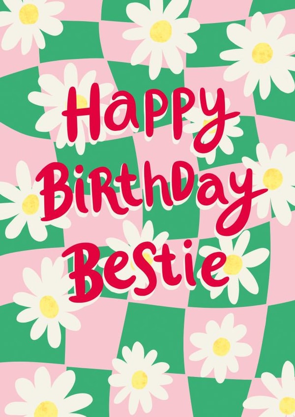 Happy Birthday Bestie Daisy Print Card created by Jessie Maeve Studio