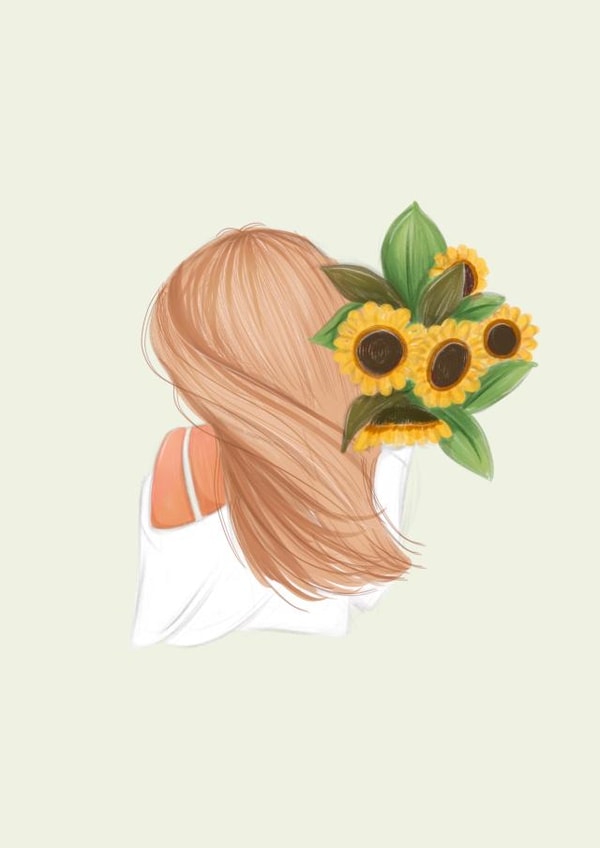 Sunflower Girl Just to say card created by Beach Life Studio