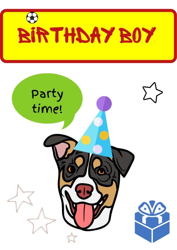 Birthday boy party time birthday card created by Vinarose Studio