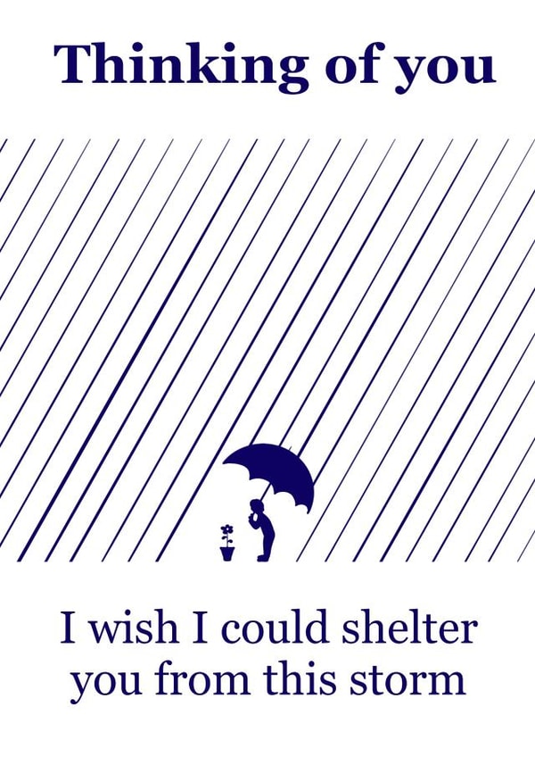 Shelter from the rain, thinking of you card created by Jen Smit