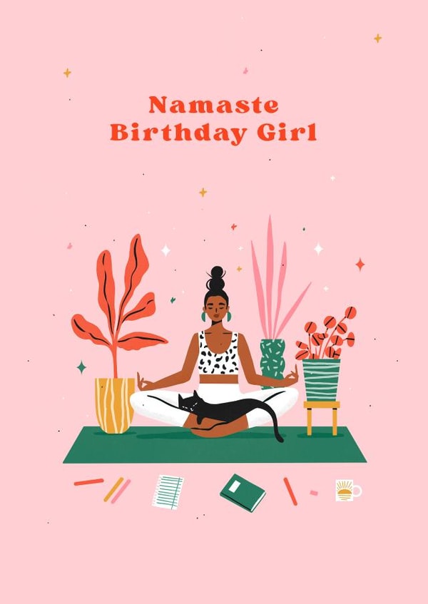 Fun Birthday Card - For Her - Namaste created by Charly Clements