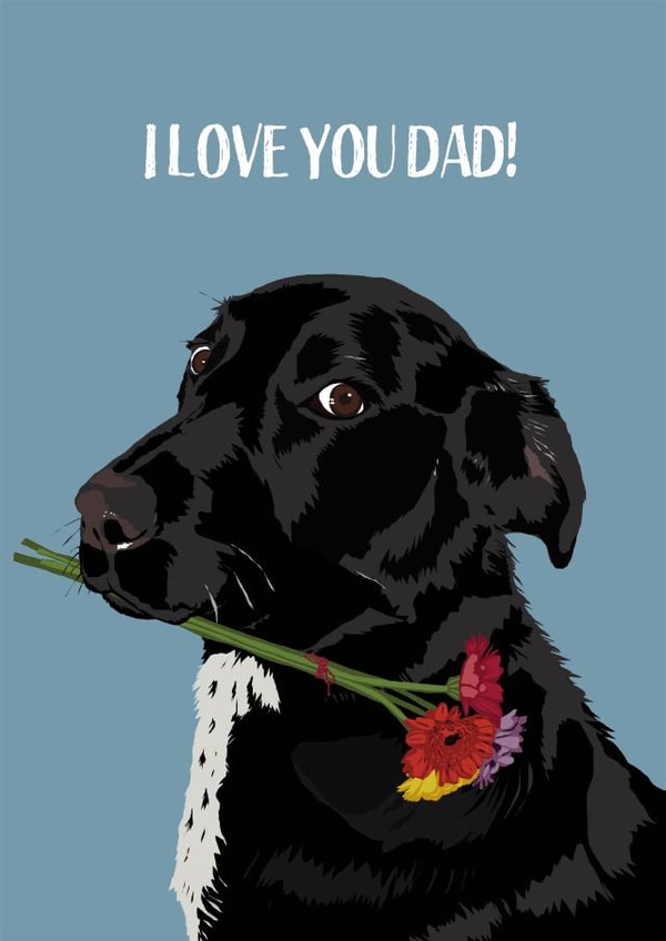 I love you dad! Say it with flowers and a dog! created by Perkins & Morley