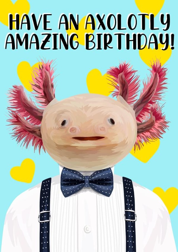 Axolotl birthday card created by Wafflemamaart