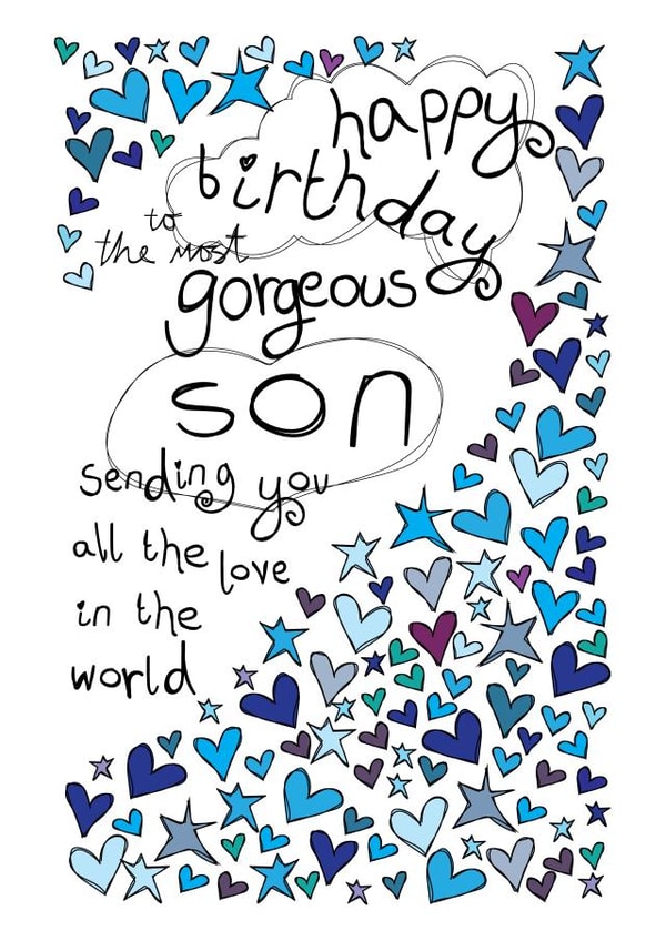 Happy Birthday Gorgeous Son - With Love - Birthday Card created by Paperlicious