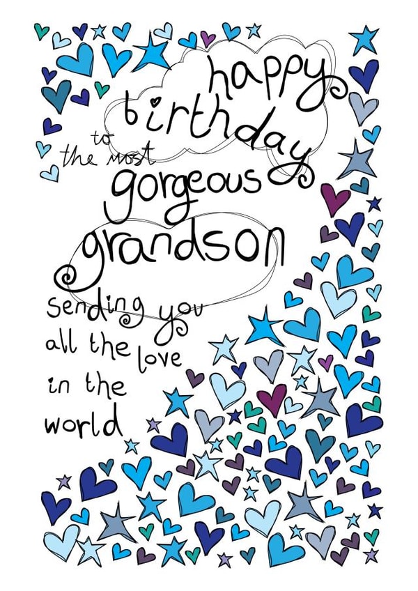 Happy Birthday Gorgeous Grandson - With Love - Birthday Card created by Paperlicious