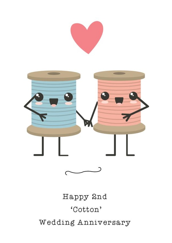 Cute Cotton Anniversary Card - 2 Years - Happy 2nd Cotton Wedding Anniversary created by Carly's Crafts