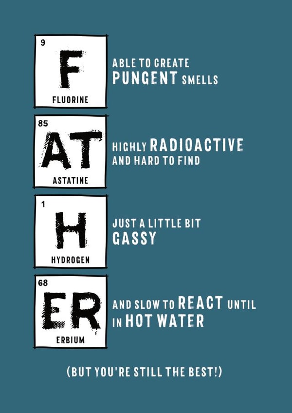 Fun Father's Day Chemistry Card - You're still the best created by The Paper Scientist