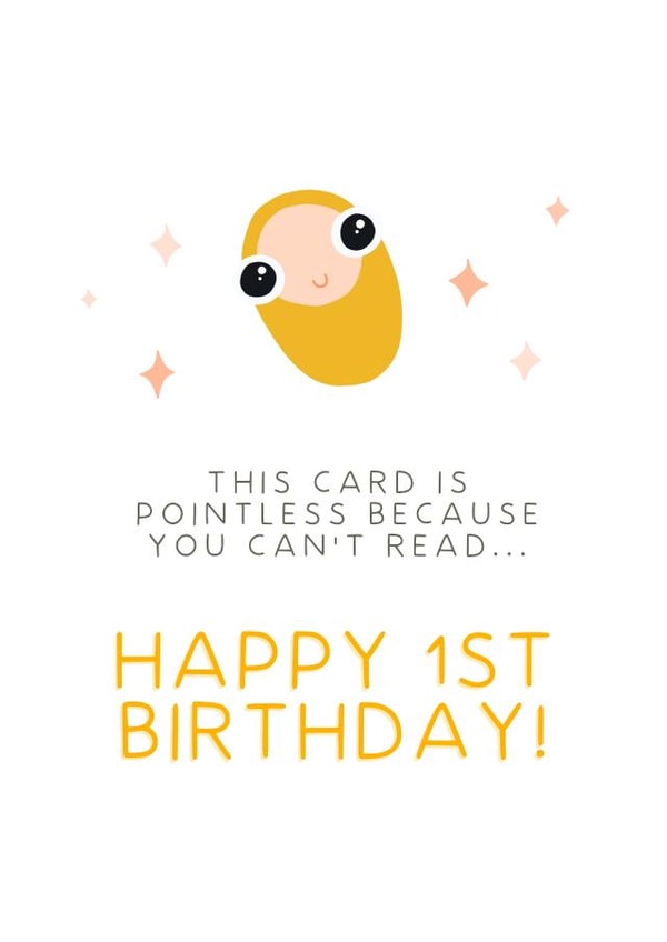 Pointless First Birthday Card 1000 created by URGHH Card Co.