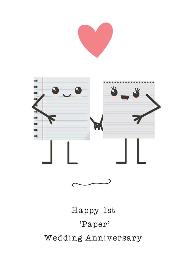 Cute Paper Pun Anniversary Card - Happy 1st Paper Wedding Anniversary created by Carly's Crafts