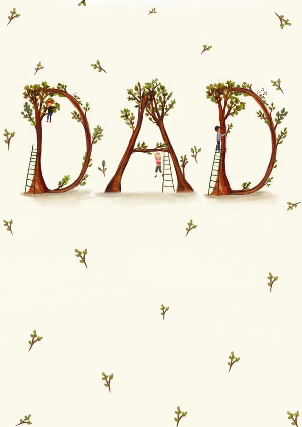Dad fathers day cute tree Card created by Love Lucy Illustration