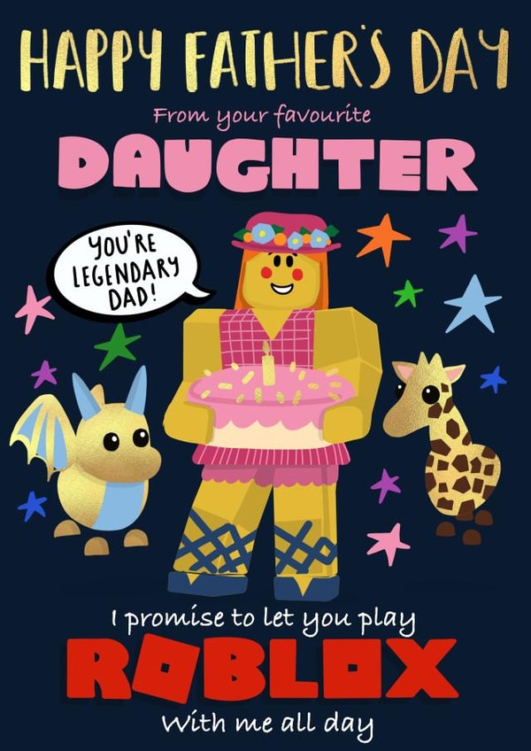 Happy Roblox Day fathers day card created by NICHOLA COWDERY ILLUSTRATIONS
