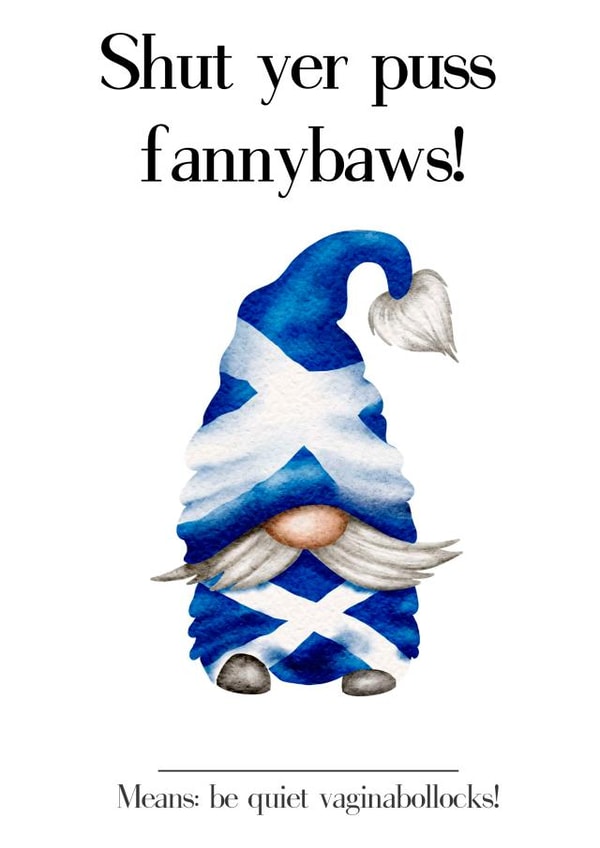 Rude Scottish Slang Fannybaws Gnome created by Tracey T