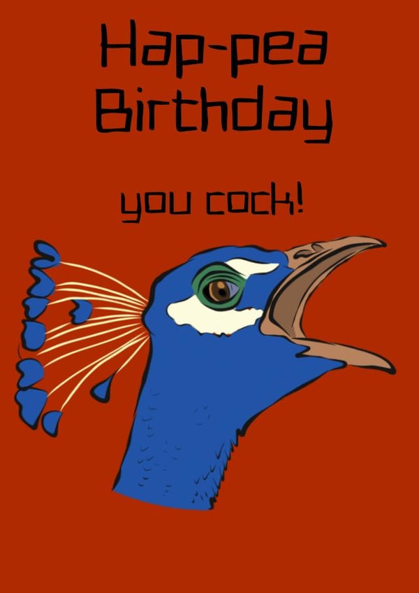 Rude peacock birthday card created by JPscribbles