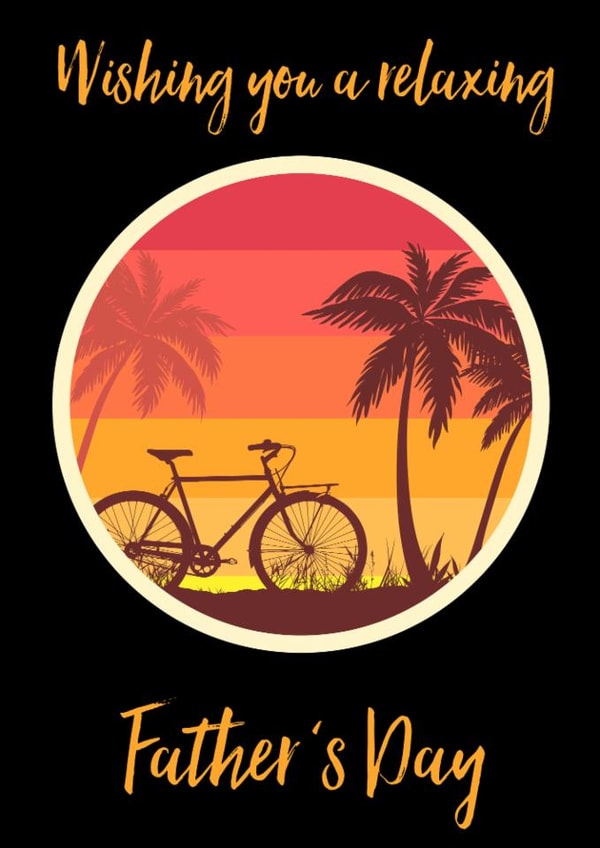 Cycling Bike and Beach Themed Father’s Day card Retro Sunset created by Evezee