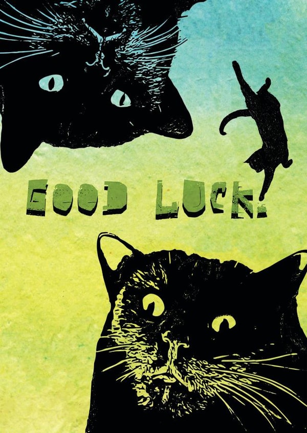 Black Cats Good Luck Card created by Donata Zawadzka