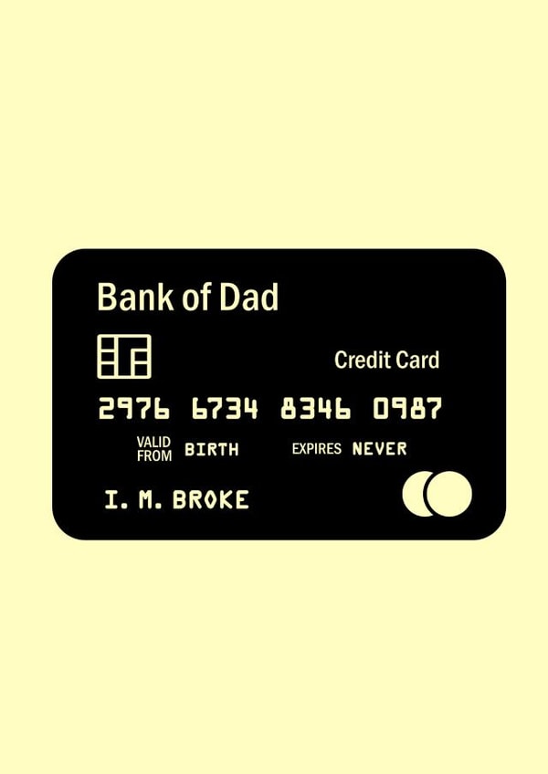 Bank of Dad cheeky fathers day card created by BOO DESIGN