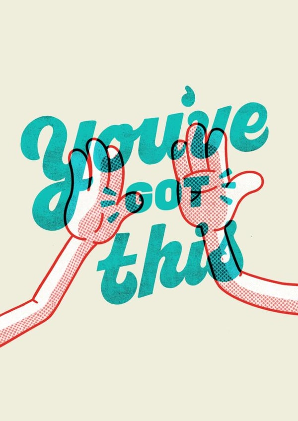 You’ve got this | cartoon fun retro good luck congratulations card created by Ellen Jane LDN