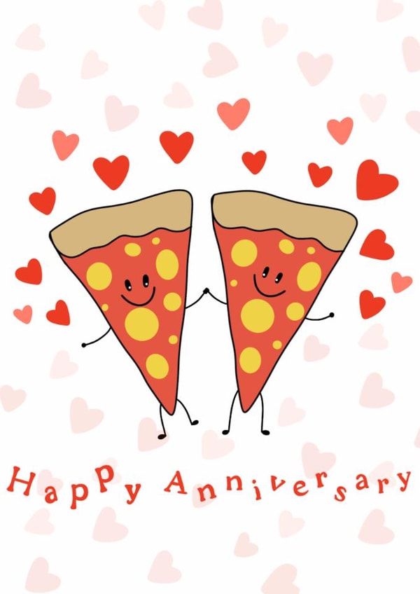 Happy anniversary pizza card created by Northern Notes