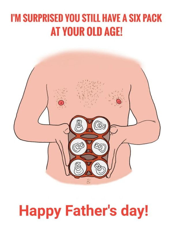 Father's Day cheeky six pack card created by Mark-Lee Foster
