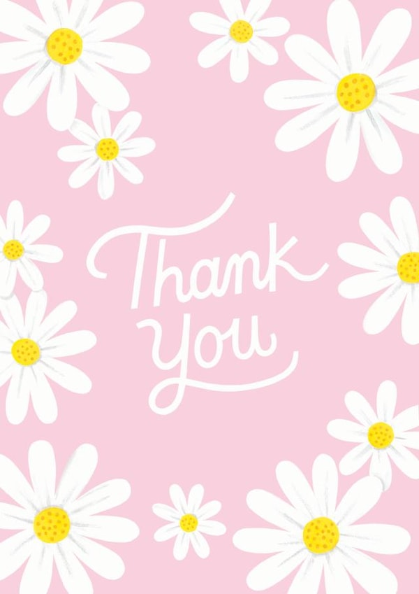 Pink Daisies Floral Thank You Card created by Jacqui Lee