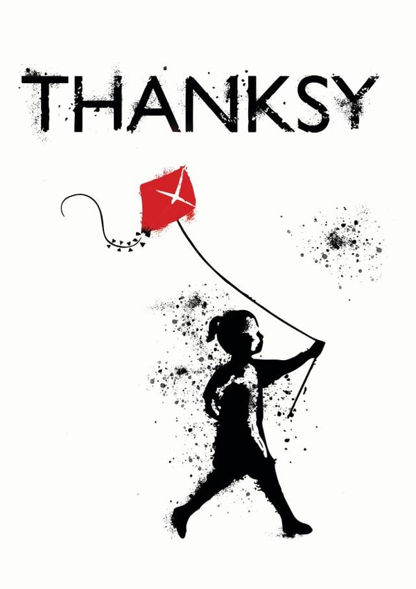 Funny Banksy Thank You Card - Banksy - Girl With Kite - Thanksy created by MOJO Creative Studio