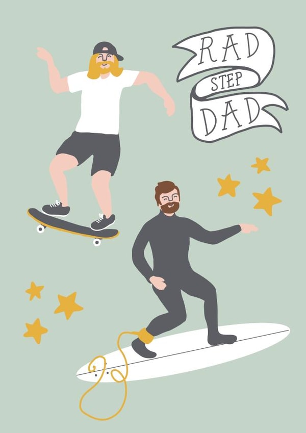 RAD STEP DAD fathers day card created by Poppy Jane Prints