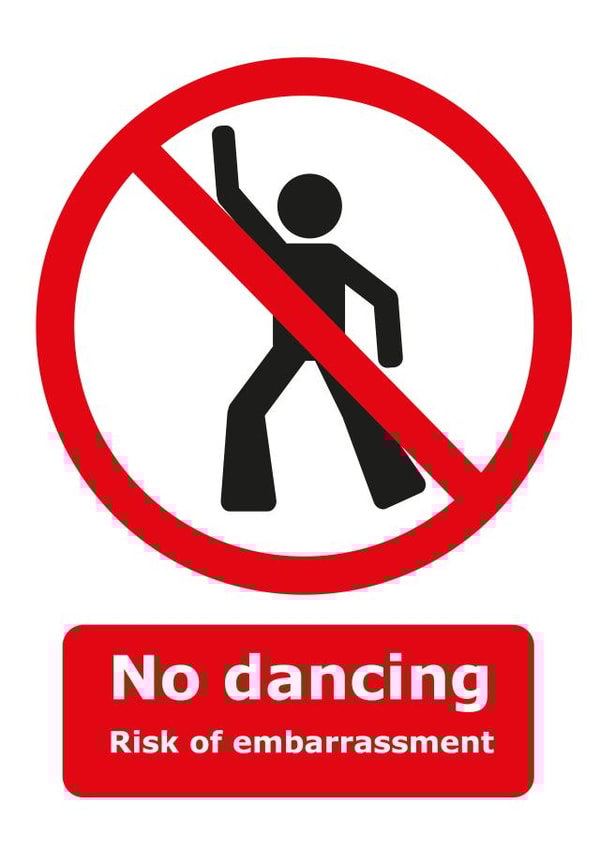 Funny dad dancing danger sign card created by Tess Cards