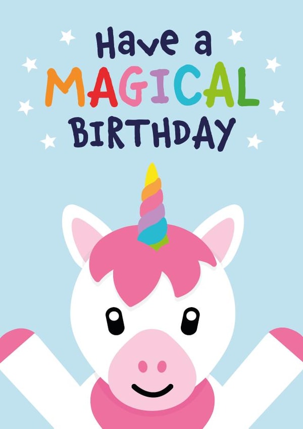 Unicorn Magical Birthday card created by Kiddy Winks Prints