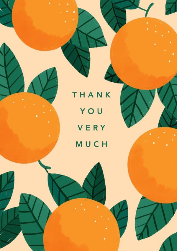 Pretty Contemporary Thank You  Card - Oranges - Thank You Very Much created by Charlotte Hill Vandenburg