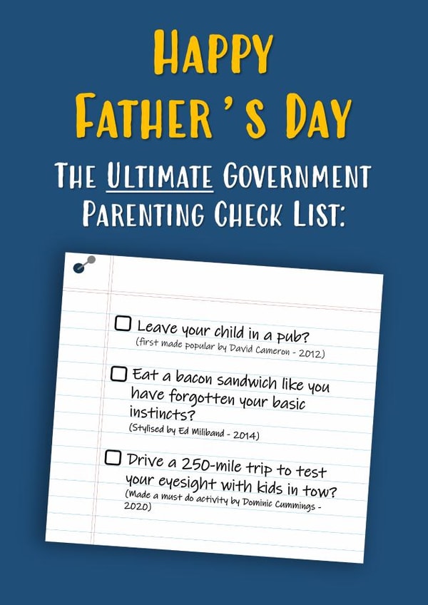 The Ultimate Government Parenting Check List Father's Day Card created by John Fox