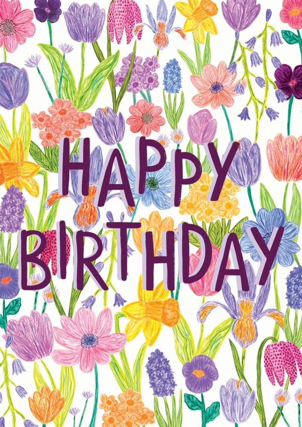 Happy Birthday spring flowers card created by Sofia Papa Designs