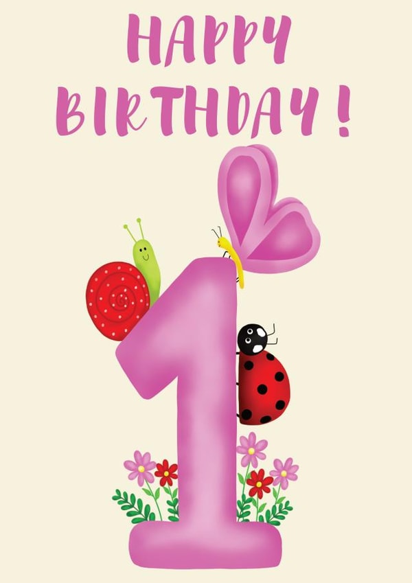 Happy birthday 1 year garden card. created by Juliana Costa