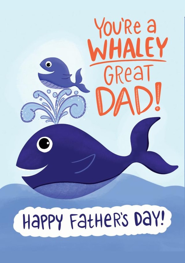 Funny Fathers Day Card - whaley great dad - punny card for dad created by Fox Card Co