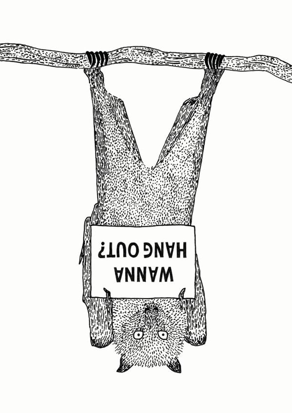 Wanna Hang Out Bat Card created by Martina Scott