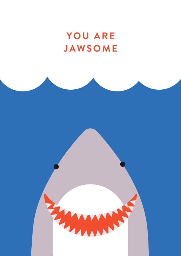 Jawsome punny card created by Lucy Maggie Designs