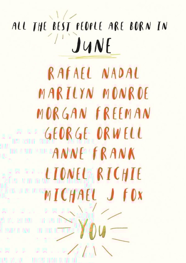 Famous June birthdays created by DOTS + STRIPES