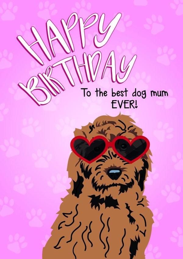 Cute and Groovy Love Sunglasses Cockapoo Card for Her - The best dog mum EVER! created by Toff London