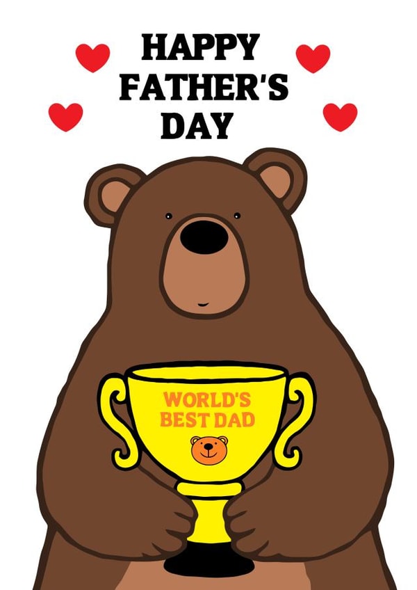 FATHER'S DAY BEAR CARD TO WORLD'S BEST DAD created by CARDTOON
