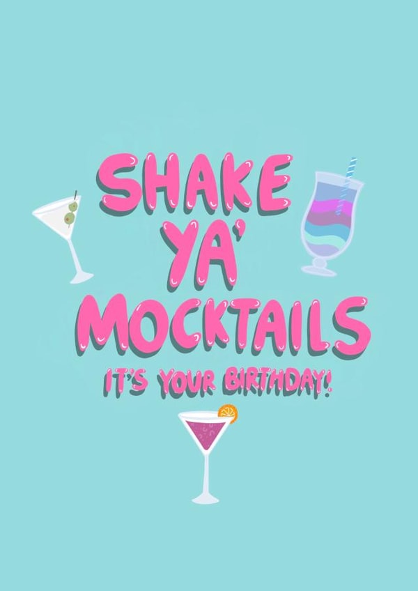 Mocktails Birthday Sober Card created by Sober Girl Society
