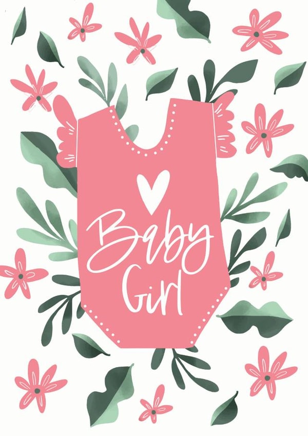 Pink New Baby Girl Card created by Creationery