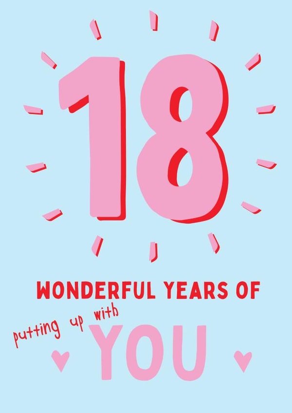 18 Wonderful Years Putting Up With You - Anniversary Card created by @Laura Lonsdale Designs