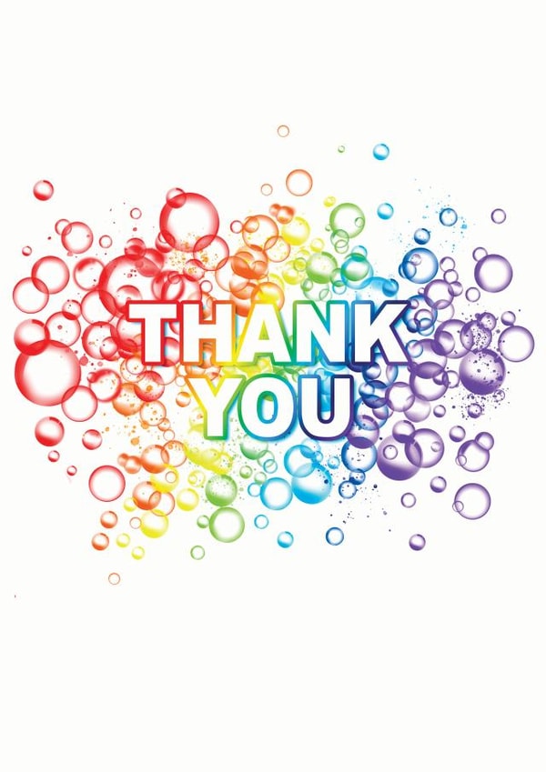 Bubbly Rainbow Thank You card created by @jpcreative_designs