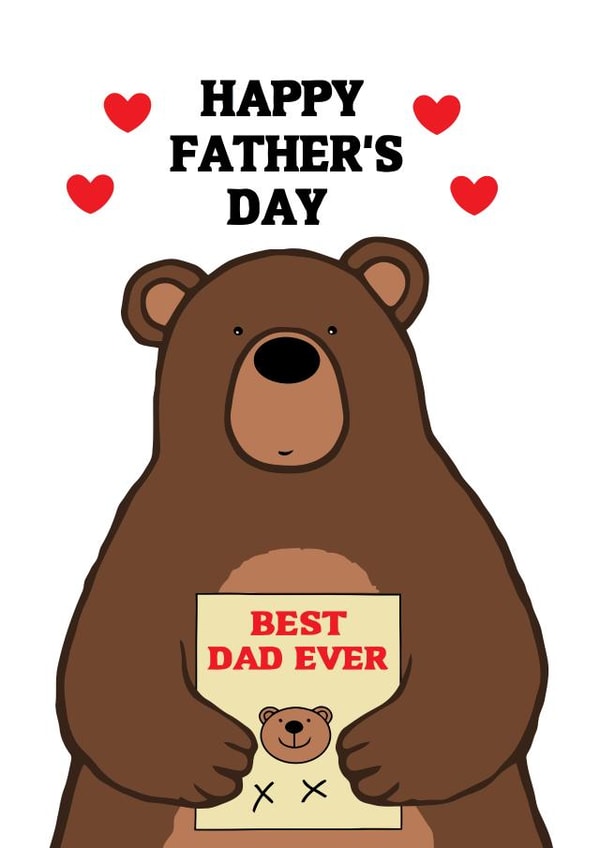 HAPPY FATHER'S DAY BEAR CARD TO BEST DAD EVER created by CARDTOON